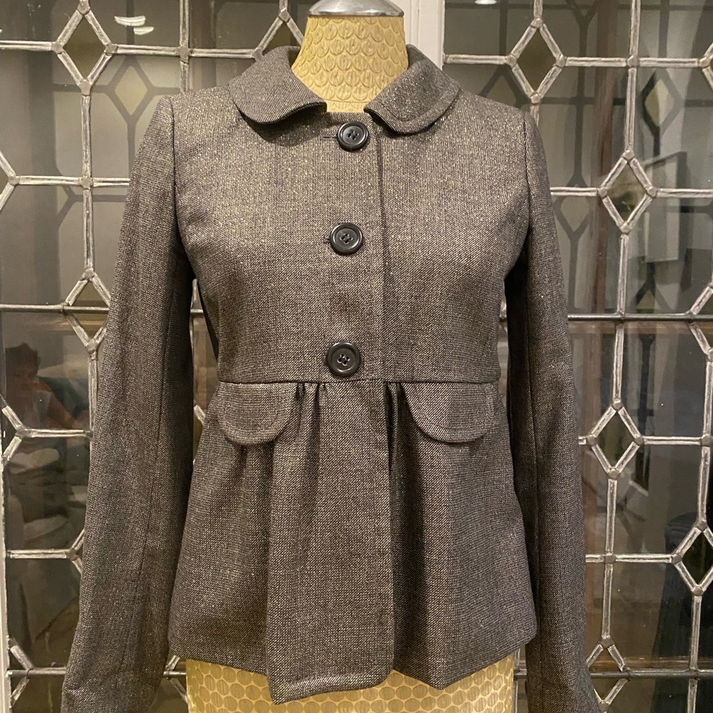 J. Crew Gray Blazer with Fitted Silhouette and Textured Fabric